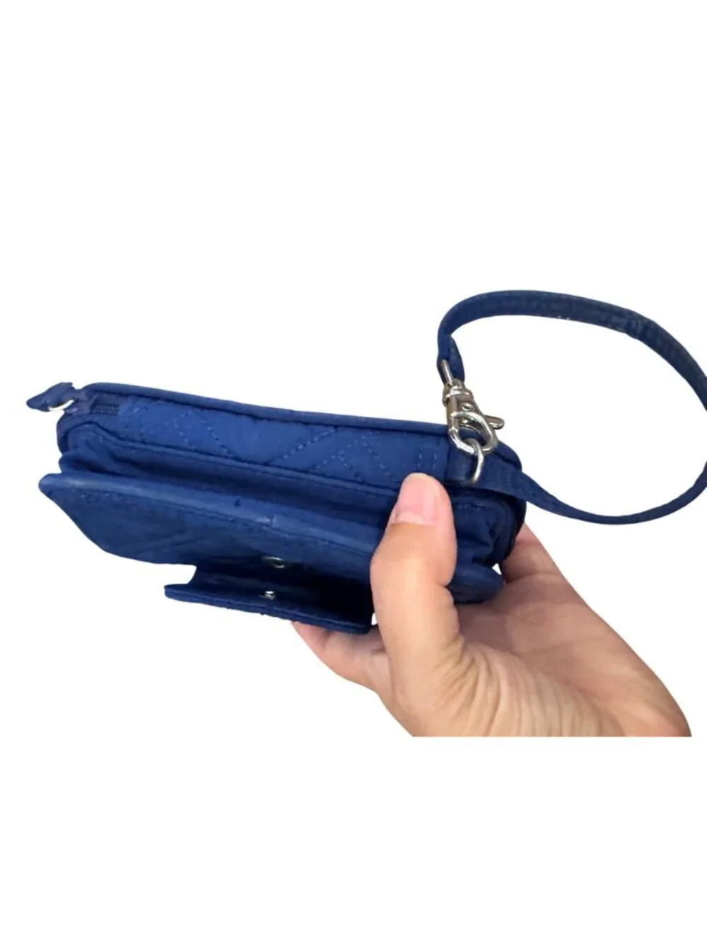 Vera Bradley Blue Quilted Wristlet Wallet With ID Window & Snap Closure - Picture 7 of 7